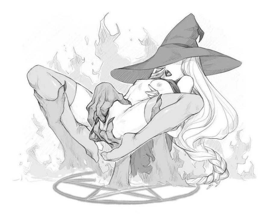 demon female fingering ritual summoning willing witch_hat wizard