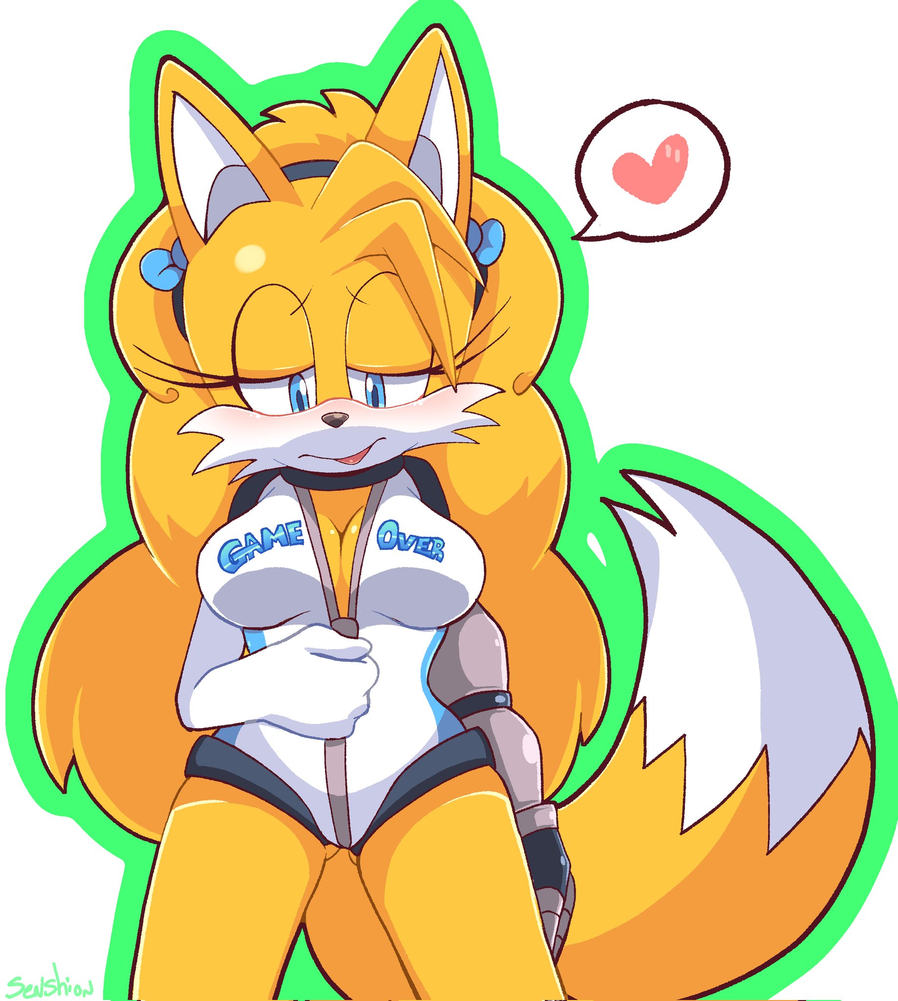 1girls, anthro, blush, breasts, clothed, clothing, eyelashes, female, female only, fox, gender transformation, genderswap, genderswap (mtf), heart, miles prower, miles tails prower, rule 63, sega, senshion, sonic (series), sonic the hedgehog (series), tagme, tagme (artist), tail, tails, tails the fox, tailsko, transformation, url