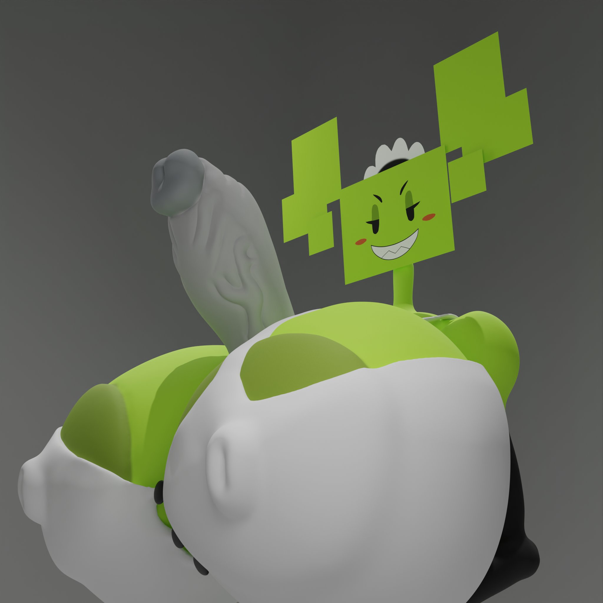 1boy, 1girls, 3d, 3d (artwork), big breasts, big penis, bimbo, breasts, breasts bigger than head, breasts focus, de ston3rz, female, gigantic breasts, huge breasts, huge cock, male, mario (series), mimi (super paper mario), nintendo, nipples visible through clothing, no bra, paizuri, paper mario, penis, super paper mario