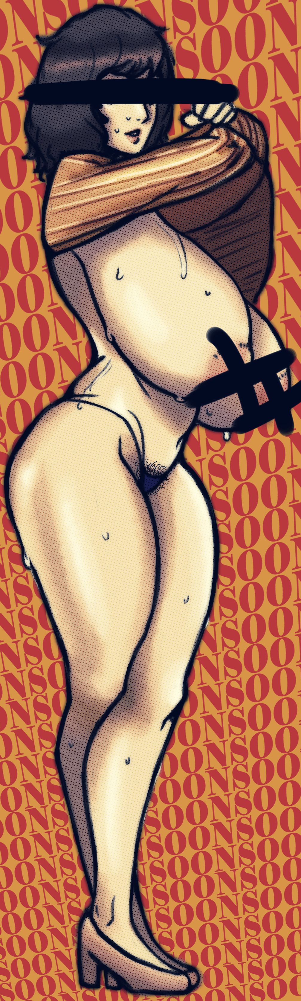 big breasts, breasts, censored, degradation, female, hairy, hairy pussy, milf, persona, persona 5, pussy, sadayo kawakami, solidusgrilo, sweat, sweatdrop, sweating