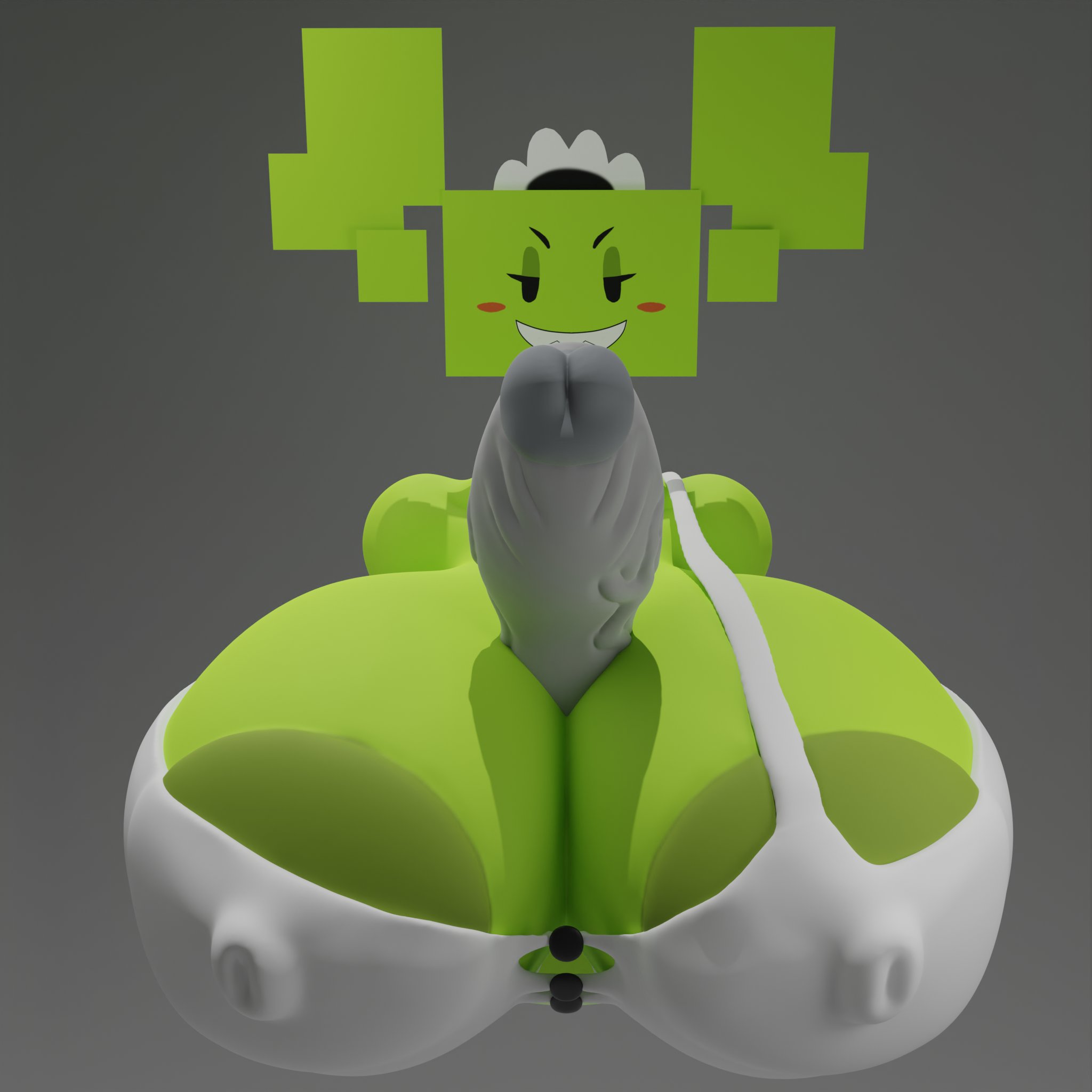 1boy, 1girls, 3d, big breasts, big penis, bimbo, breasts, breasts bigger than head, breasts focus, de ston3rz, female, gigantic breasts, huge breasts, huge cock, male, mario (series), mimi (super paper mario), nintendo, nipples visible through clothing, no bra, paizuri, paper mario, penis, super paper mario