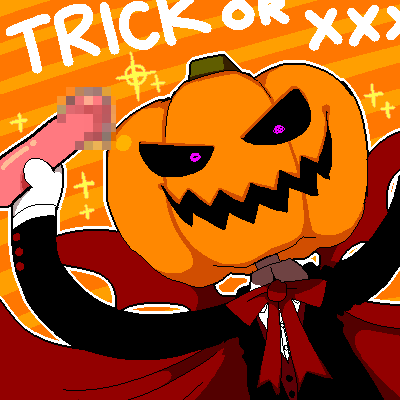 1boy censored censored_dildo dildo funamusea funamusea_(artist) halloween holding_dildo male male_only mosaic_censoring non-human oekaki pumpkin pumpkin_head satanick solo solo_male third_party_source toony