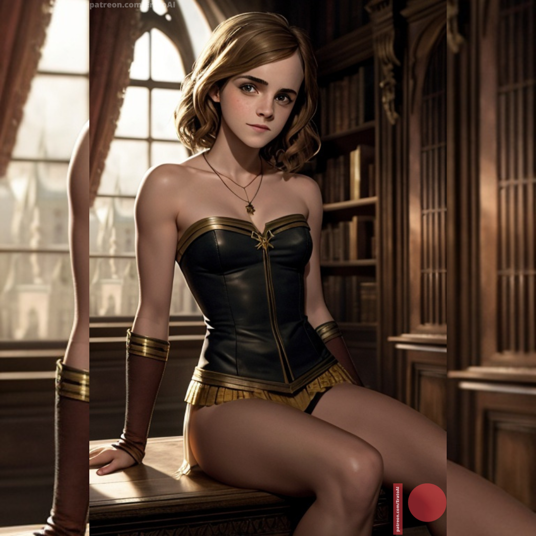 ai generated, artist request, emma watson, eratoai, fantasy, female, harry potter, hermione granger, hogwarts, nude, nude female, patreon artist