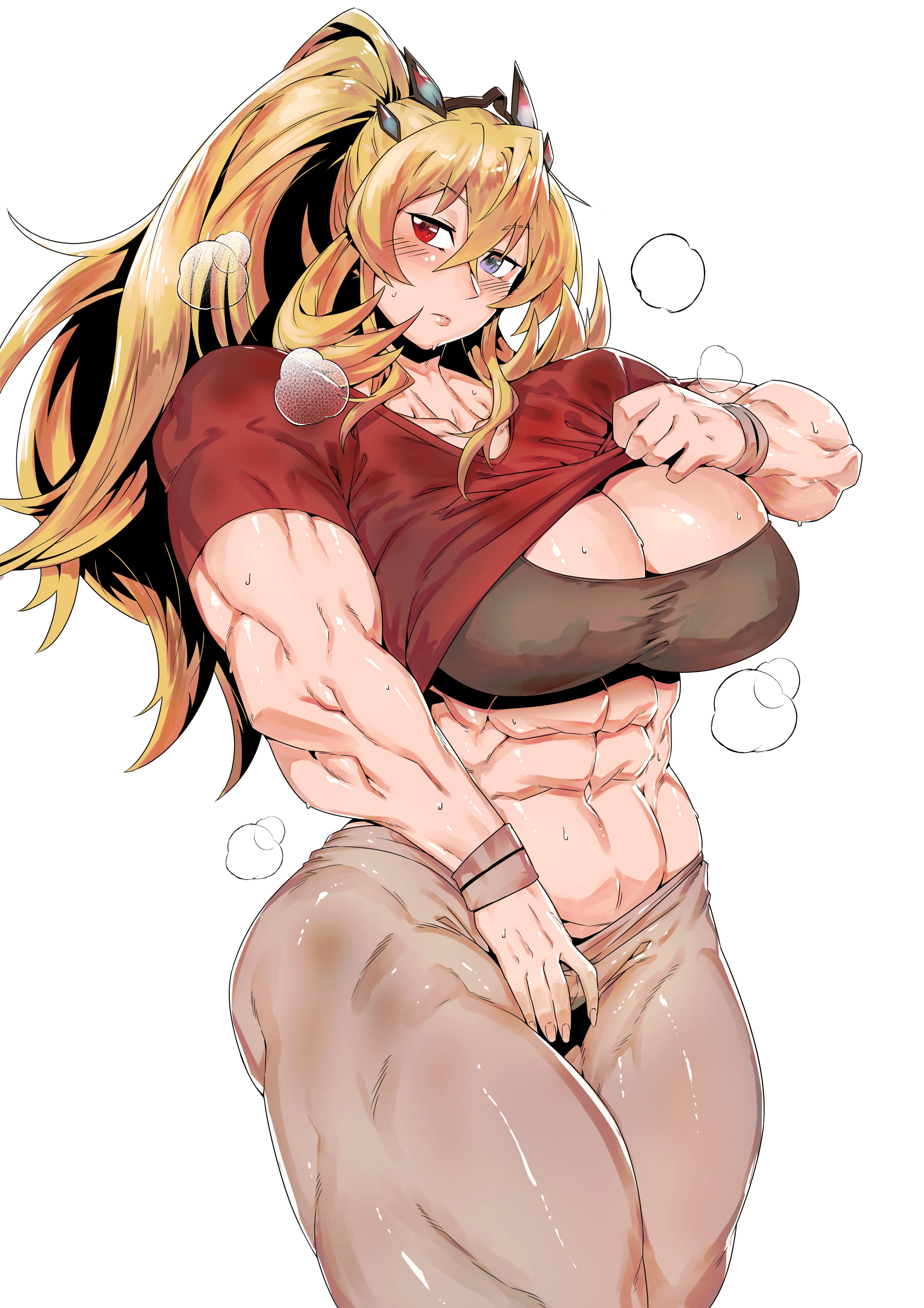 1girls, abs, barghest (gawain) (fate), big breasts, blonde hair, breasts, fate (series), female, minew, muscular, muscular female