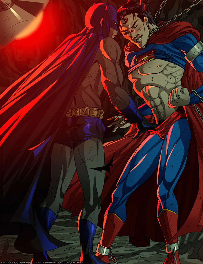 2boys abs bat batman cape chains cowl dc depowered enigma_boysluv erect_nipples erection_under_clothes exposed_nipples eye_contact gay gay_sex gloves human imminent_sex interspecies justice_league kryptonian male male_only multiple_boys multiple_males pants_pull pecs red_sun_lamp restrained scars shackles shirt_up shirtless snarkycat superbat superhero superhero_costume superman tagme undressing_another utility_belt yaoi