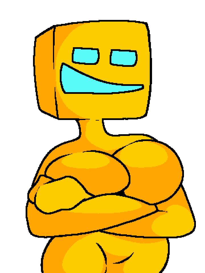 big_breasts breasts cube_4_(geometry_dash) female female_only geometry_dash looking_at_viewer nude short simple_background smile solo thick_thighs