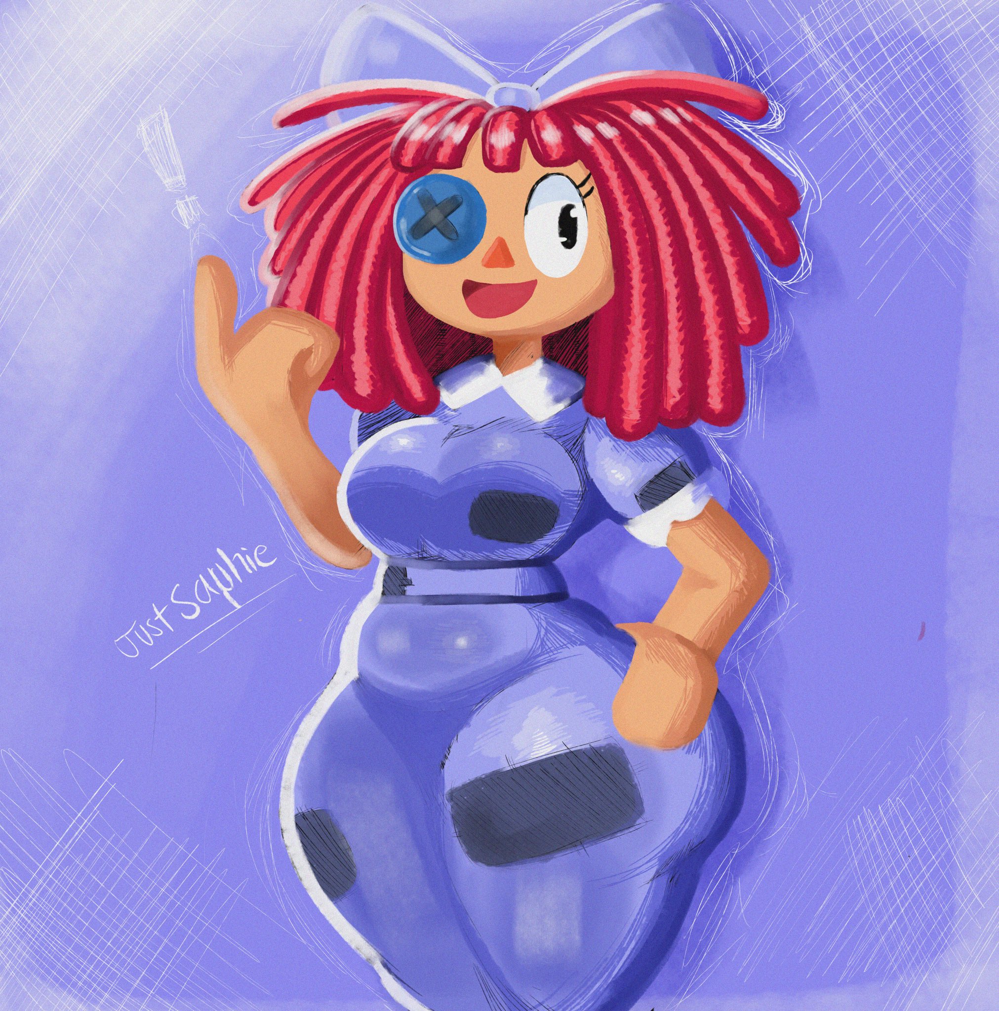 2023, 2d, 2d (artwork), 2d artwork, big breasts, breasts, doll, dress, female, glitch productions, gooseworx, plushie, ragatha, ragatha (the amazing digital circus), the amazing digital circus, thick thighs, tight clothing