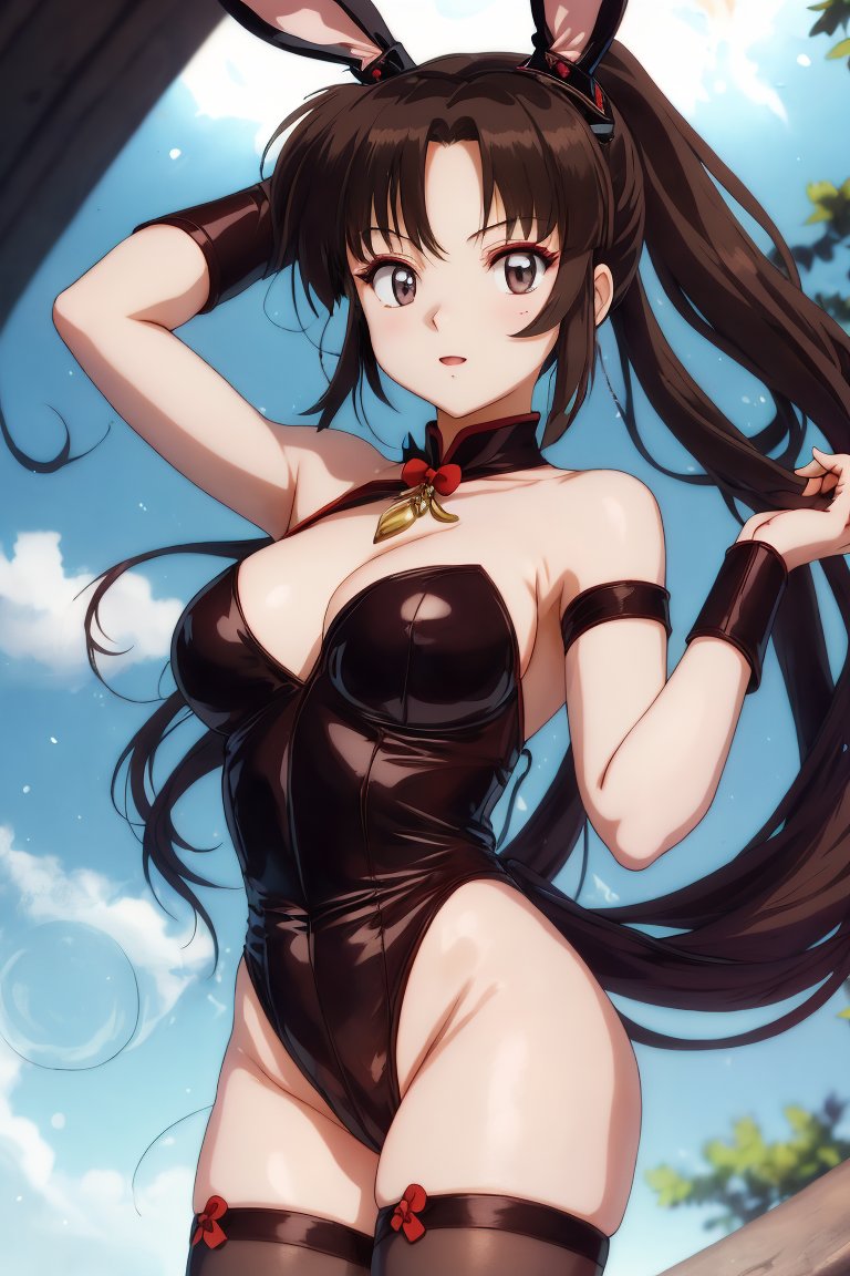 ai_generated artist_request big_breasts black_hair bunny_ears bunnysuit inuyasha sango