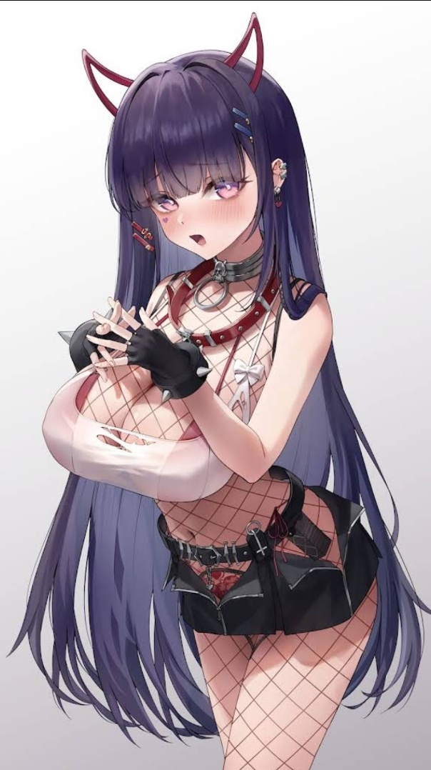 1girls, akuma nihmune, black hair, demon, demon girl, female, indie virtual youtuber, marking below eyes, neet, solo, solo female, succubus, virtual youtuber, vtuber