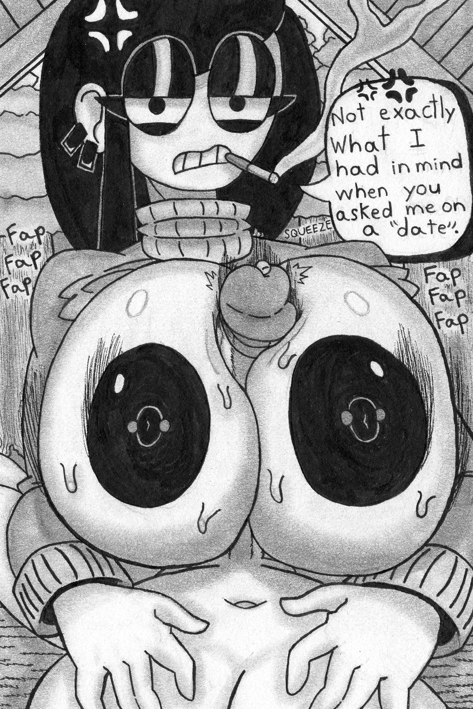 1boy, 1girls, 2023, anger vein, angry, angry sex, areolae, big breasts, big penis, black and white, black hair, breasts, breasts out, camping, cigarette, date, exposed breasts, fanart, female, goth, goth girl, hand drawn, male, nipple piercing, nipples, nudlesdoodles, outdoor sex, outdoors, paizuri, penis, penis between breasts, pierced ears, pierced nipples, piercing, pov, pov paizuri, pov sex, precum, sex, smoking, speech bubble, squeezing breast, straight, sweat, sweater, sweater lift, sweaty breasts, text, veronica (saltynoodles), white skin, y/n