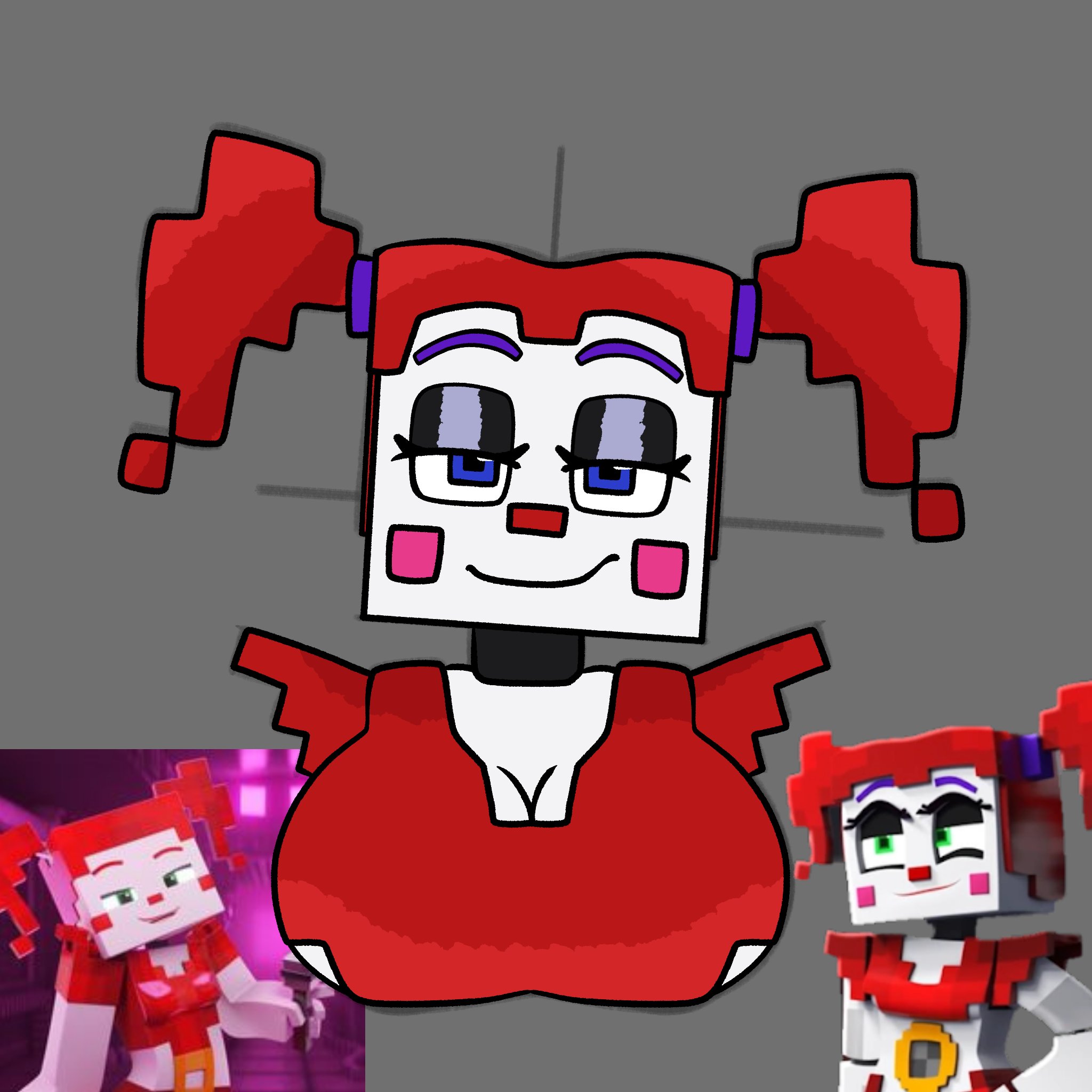baby (fnafsl), beanontoast, big breasts, breasts, circus baby, circus baby (fnaf), circus baby (minecraft), clothed, fazbear & friends, fazbear & friends (zamination), female, five nights at freddy's, five nights at freddy's: sister location, minecraft, mommy, solo, twintails