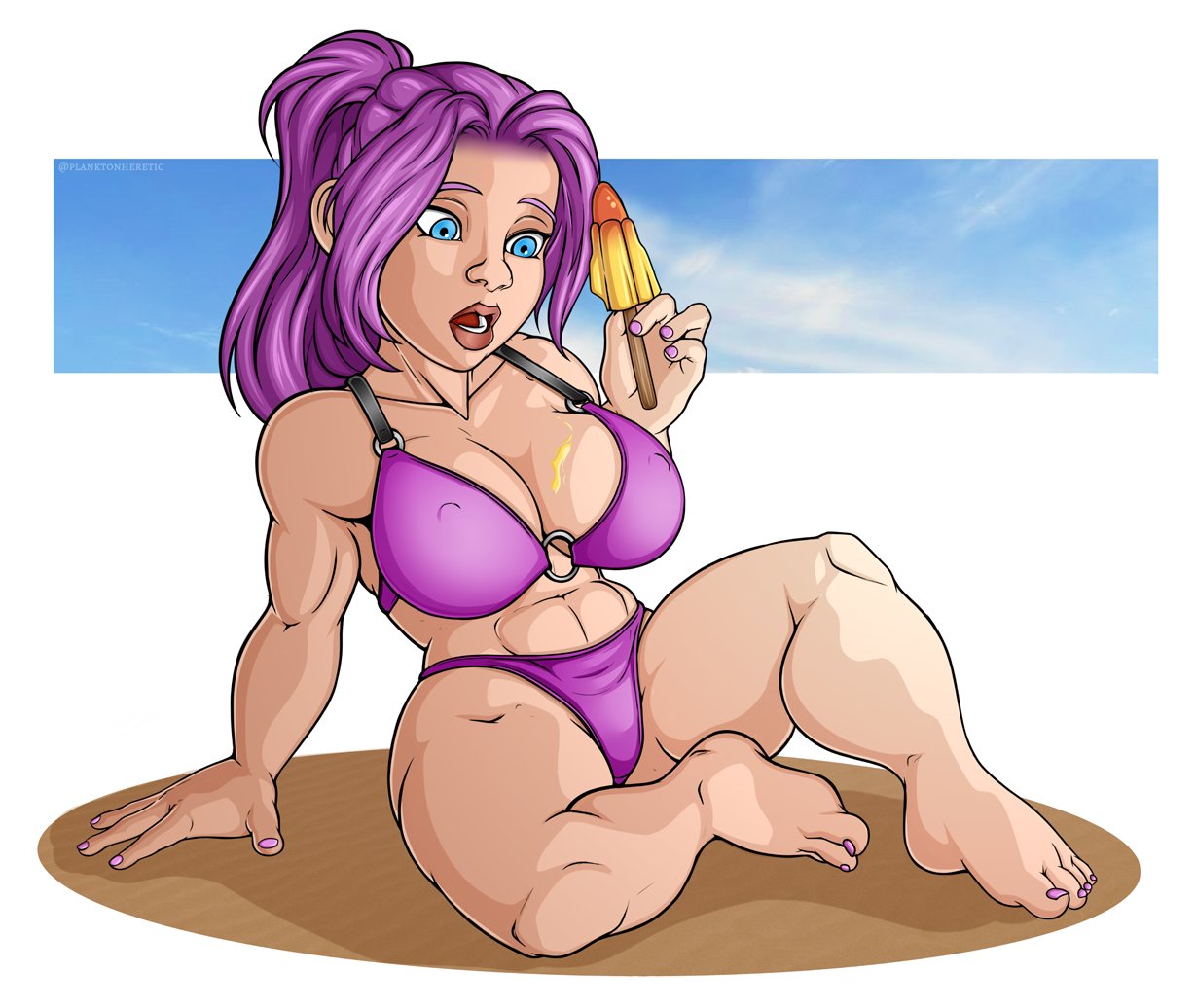 1girls bra female female_only gnome gnome_(warcraft) gnome_female ice_cream lilli_ticklespark panties planktonheretic purple_hair purple_nails warcraft world_of_warcraft