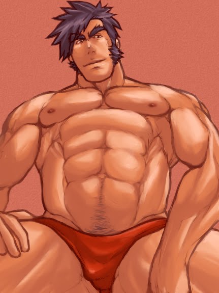 abs bara bulge color front_view hayato_nekketsu human magnum_feering male male_only muscles muscular muscular_male nipples pecs rival_schools solo underwear