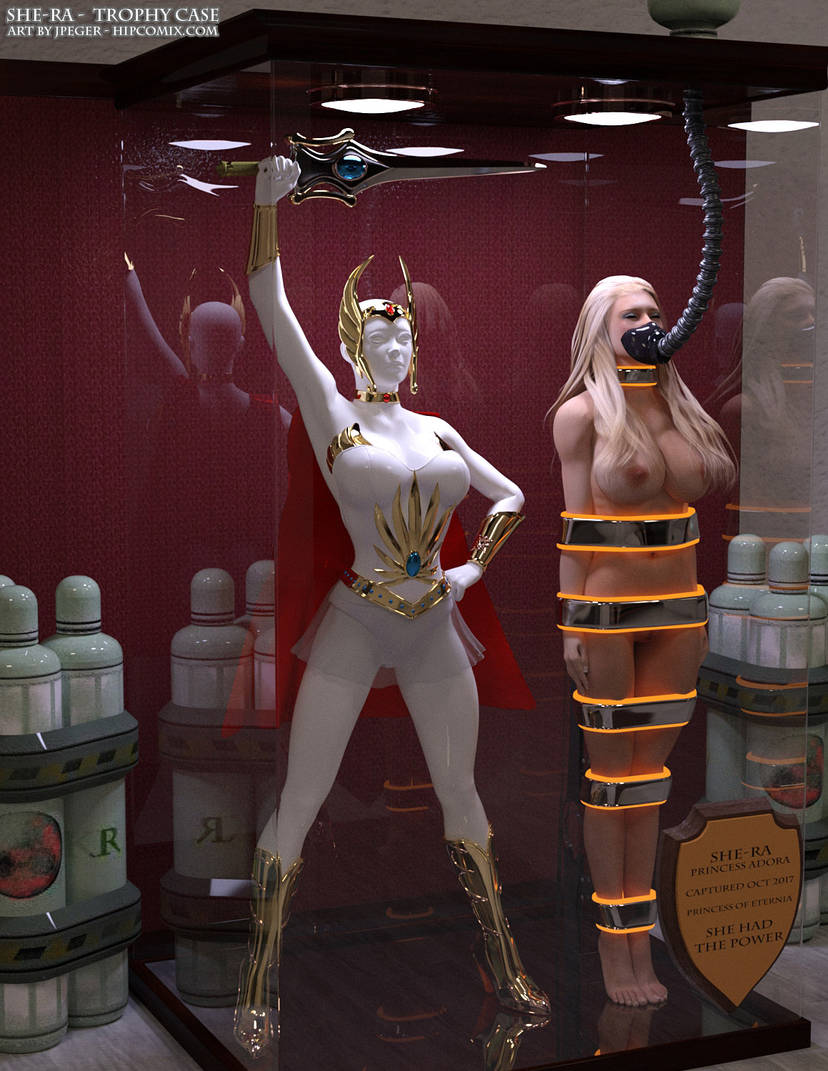 3d bound bound_arms bound_legs completely_nude completely_nude_female huge_breasts large_breasts mannequin nude nude_female she-ra she-ra_princess_of_power sword thejpeger trophy_case