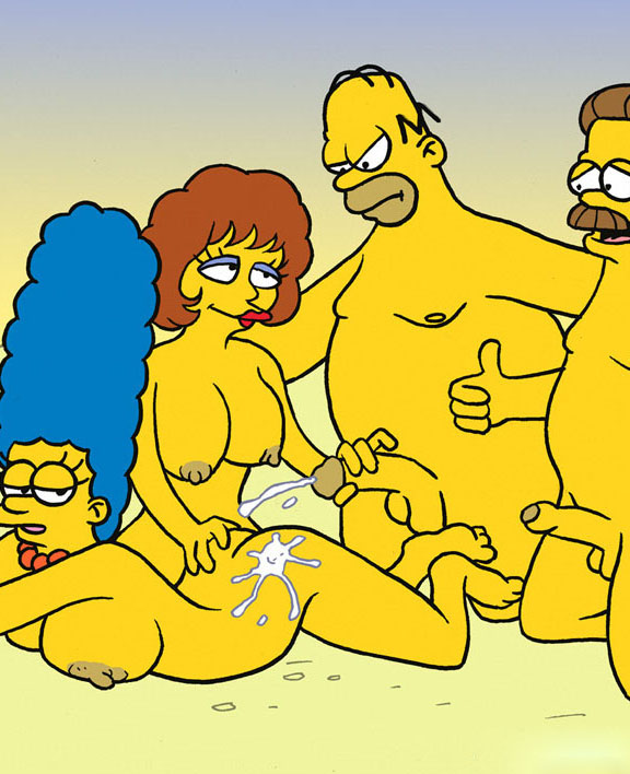 2boys 2girls female foreskin homer_simpson human husband_and_wife male marge_simpson maude_flanders ned_flanders partially_retracted_foreskin straight swingers tagme the_simpsons uncut