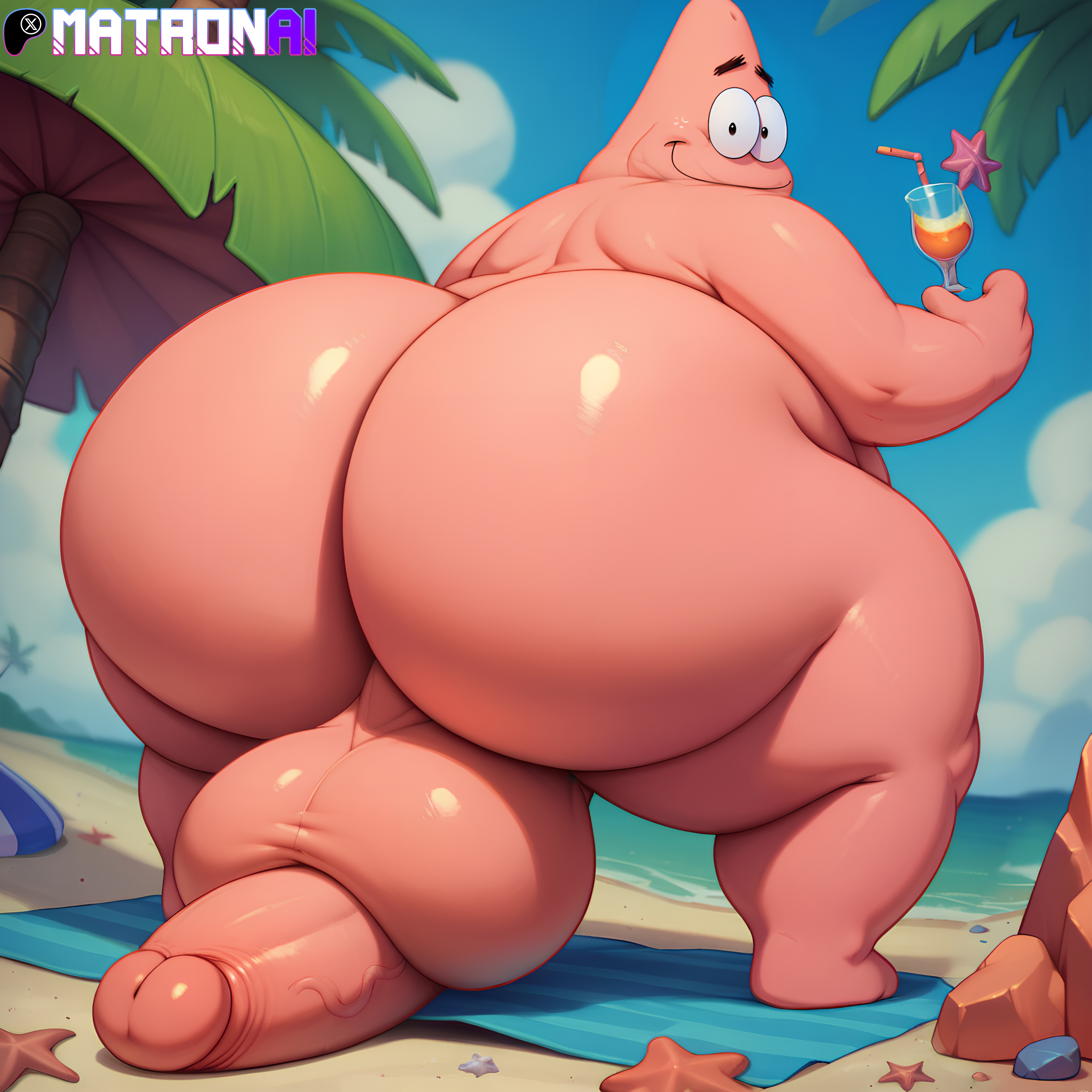 2020s, 2024, 4k, ai generated, ass, ass focus, balls, belly, big ass, big balls, big butt, big moobs, big penis, bubble ass, bubble butt, butt focus, chubby, chubby male, fat, fat ass, fat butt, highres, huge ass, huge balls, huge cock, looking at viewer, male, male only, matronai (artist), moobs, morbidly obese, morbidly obese male, naked, naked male, nickelodeon, nude, nude male, obese, obese male, overweight, overweight male, patreon, patrick star, penis, pink body, pink skin, pinup, solo, solo male, spongebob squarepants, stable diffusion, starfish