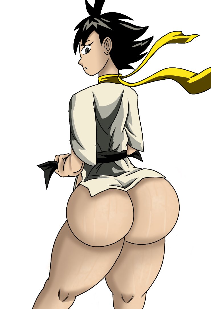 ass big_ass big_butt black_hair bottom_heavy bottomless female karate_belt karate_gi makoto_(street_fighter) srjrgart street_fighter thick_ass thick_thighs