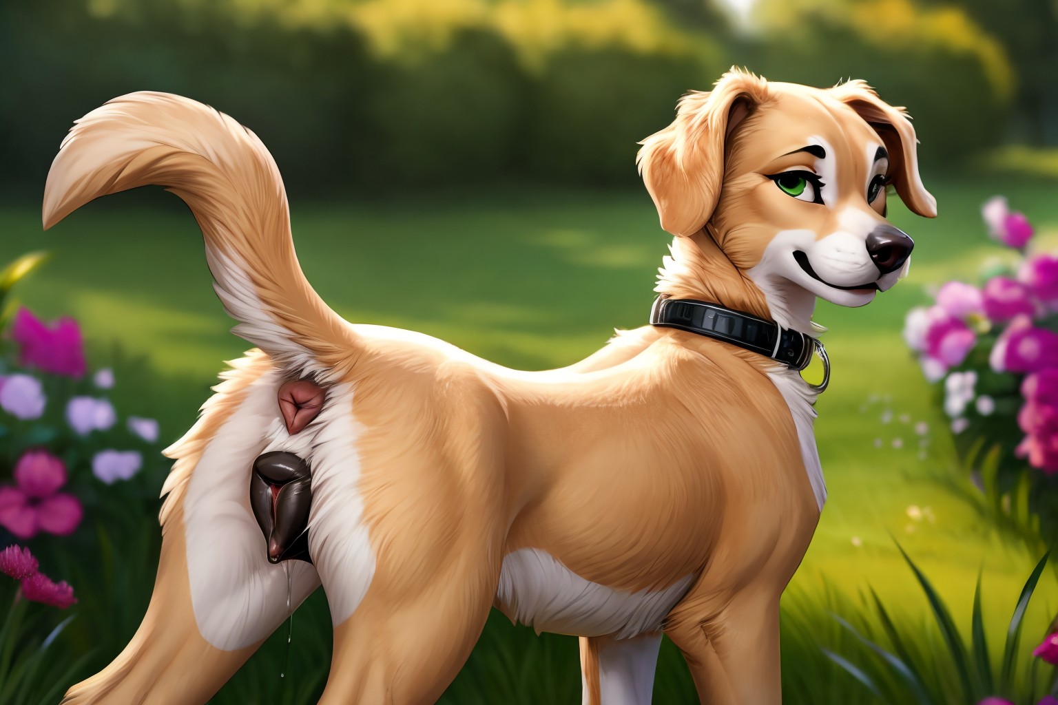 ai generated, anatomically correct, animal pussy, anus, canine, female, female feral, feral, pussy, solo female