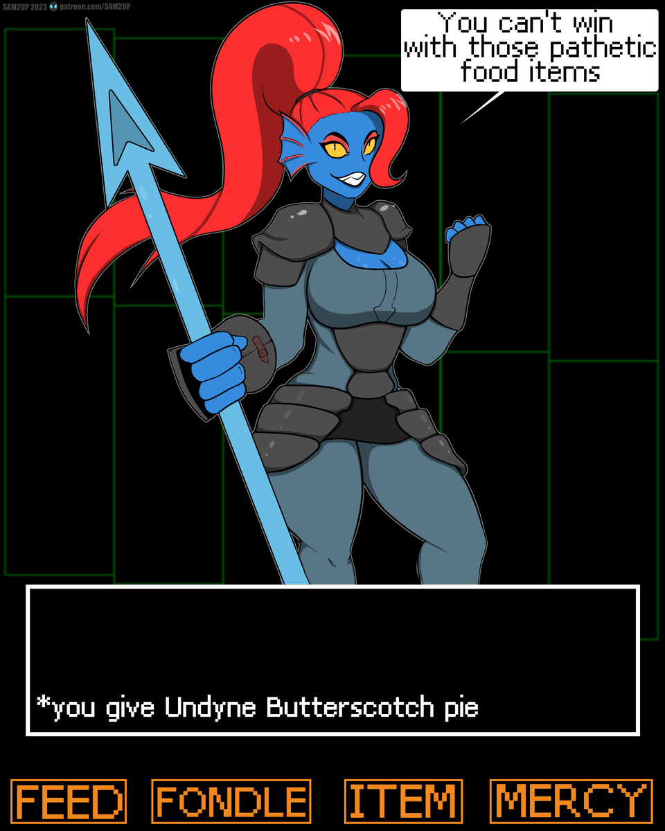 1girls 2d color dialogue english english_dialogue english_text female fish fish_girl gameplay_mechanics monster monster_girl sam2up tagme text toby_fox undertale undertale_(series) undyne