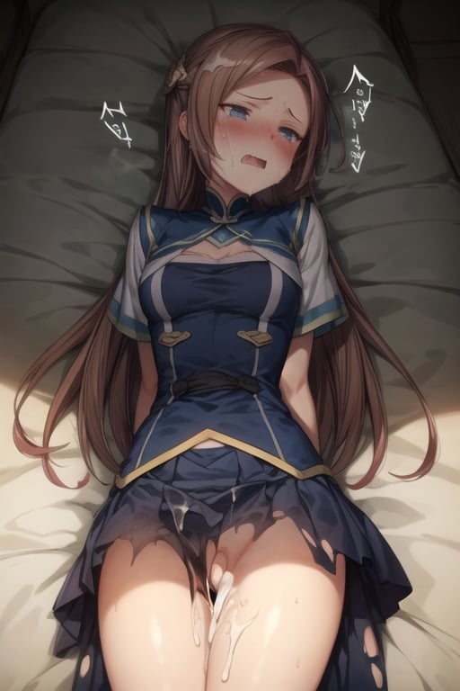 1girls, after rape, ai generated, cum in pussy, female, female only, katarina claes, otome game no hametsu flag shika nai akuyaku reijou ni tensei shite shimatta, pixai, pussy, solo