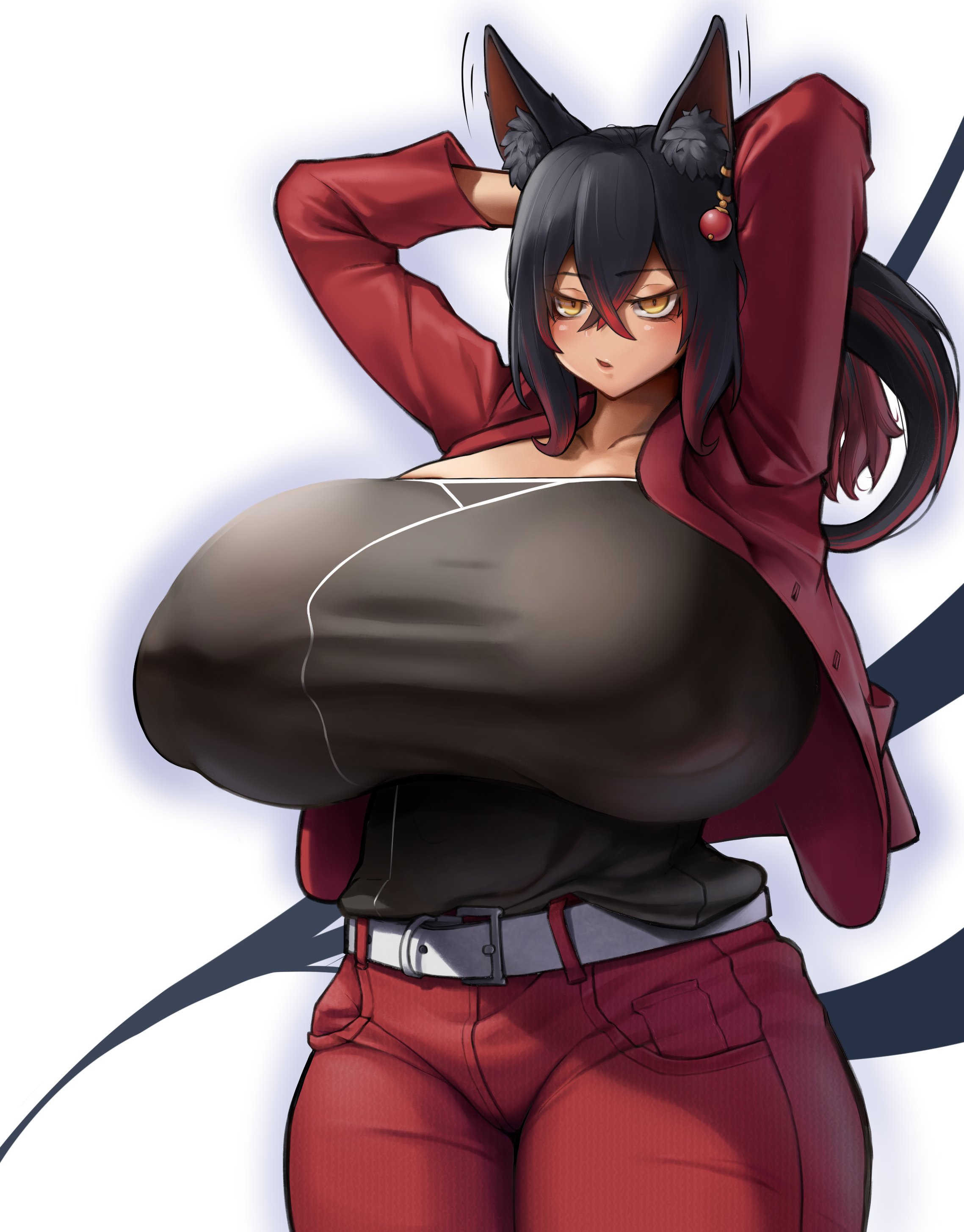 1girls, armpits, arms behind head, big breasts, big thighs, breasts, busty, clothed, clothed female, curvy, donkey20210401, female, female only, giant breasts, gigantic breasts, huge breasts, huge thighs, large breasts, large thighs, massive breasts, thick thighs, thighs, voluptuous