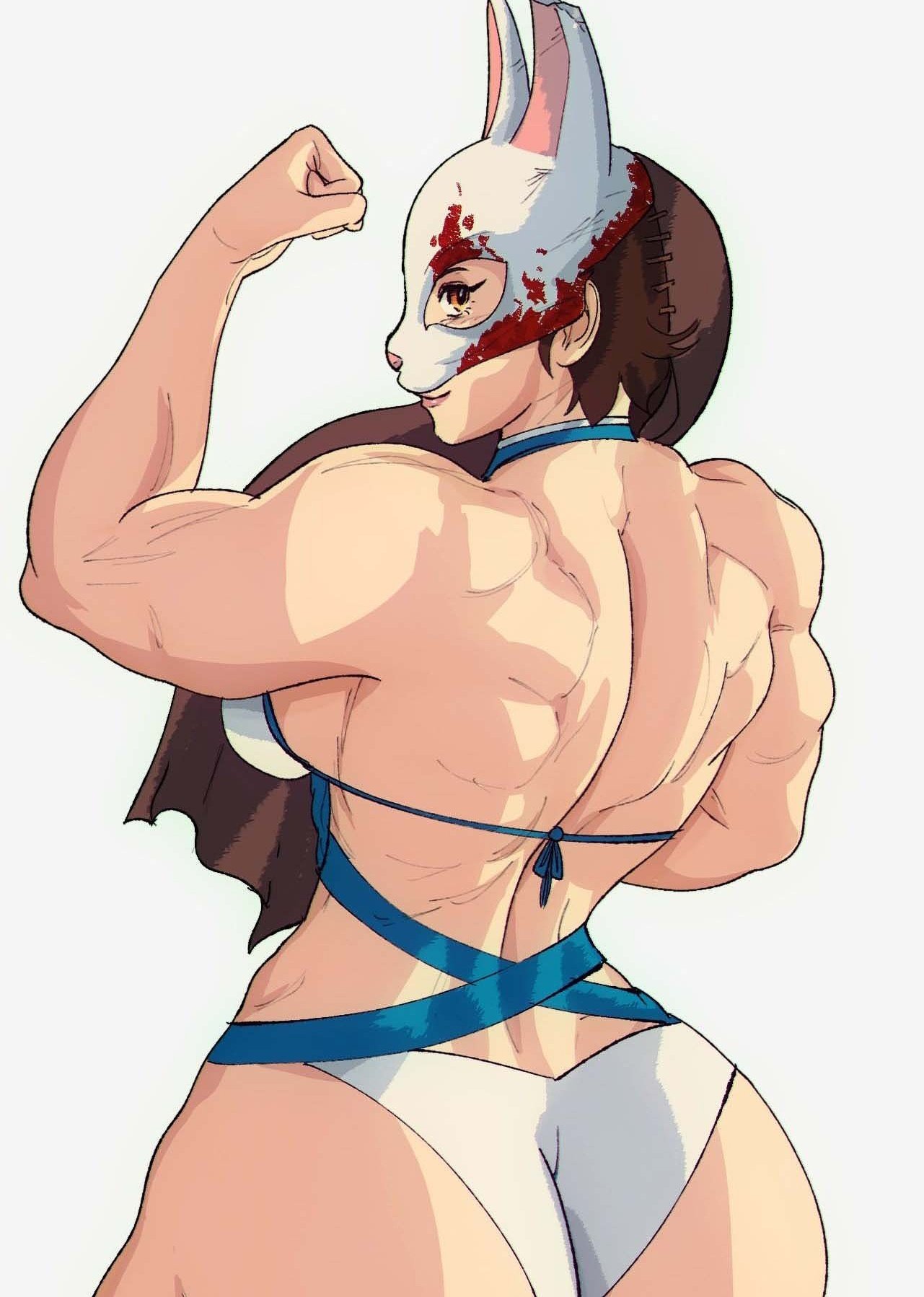 big_ass big_breasts dat_ass dbd dead_by_daylight flexing hooked_on_you huntress_(dead_by_daylight) looking_back muscular muscular_arms muscular_back muscular_female nightmare_waifu thick_ass yoracrab