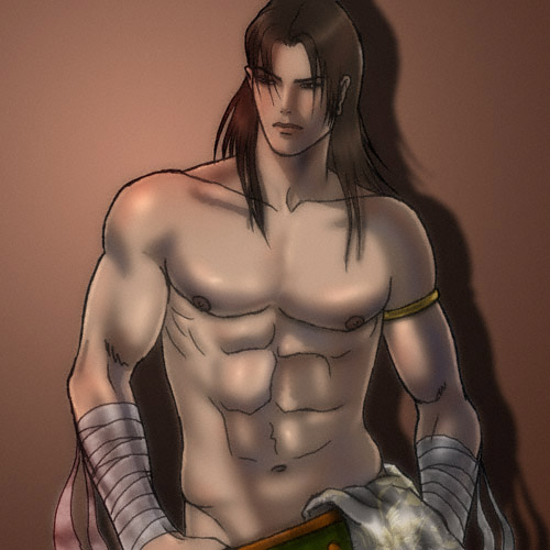 1boy abs dynasty_warriors long_hair male male_only solo tagme topless zhao_yun