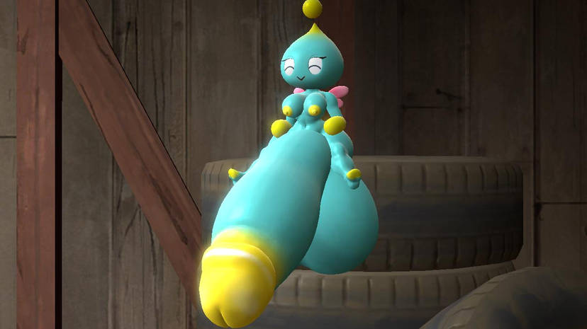 3d chao_(sonic) futanari hrjj huge_cock huge_testicles hyper hyper_balls hyper_penis kabalmystic sega solo sonic_(series) sonic_the_hedgehog_(series)