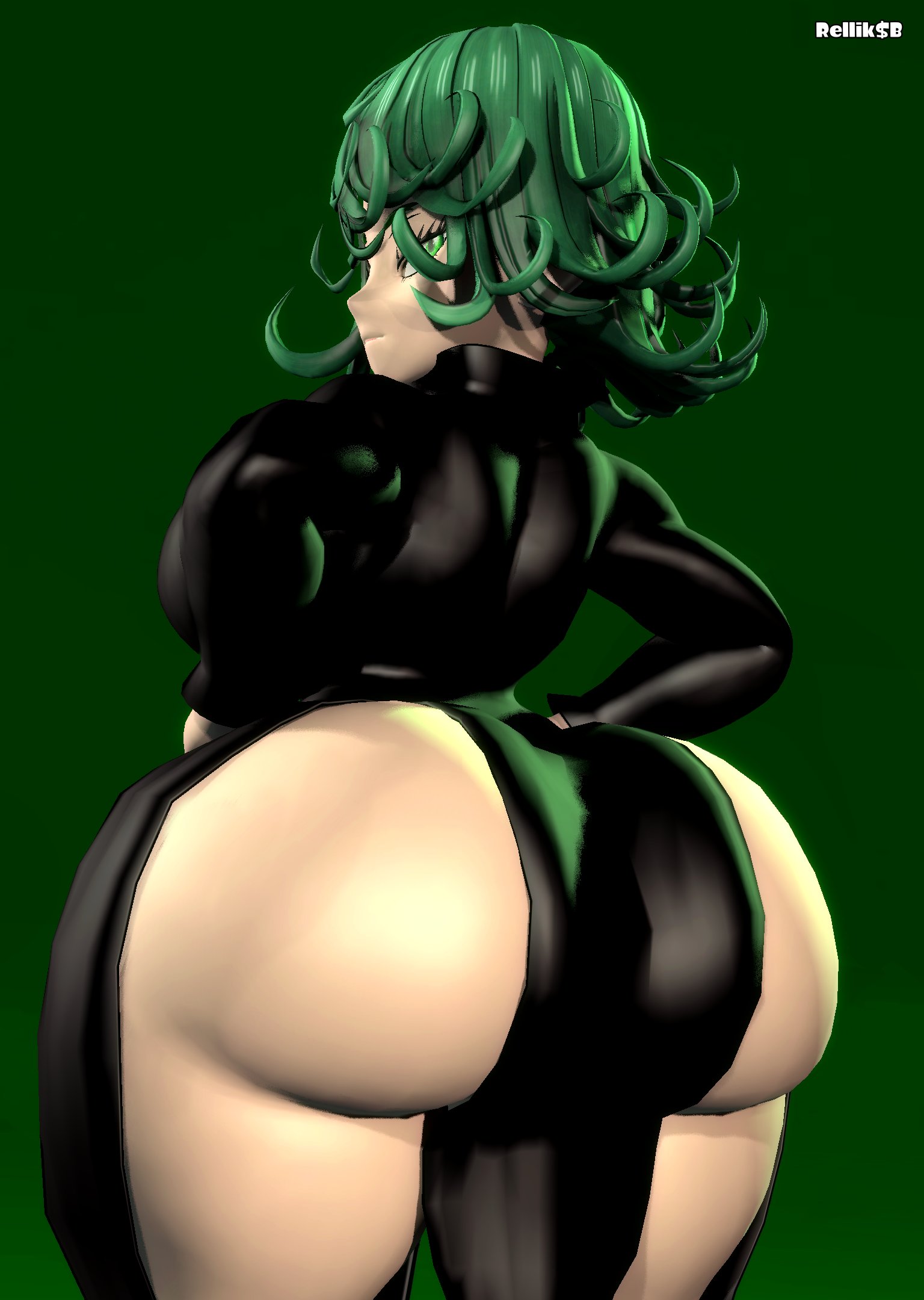 1girls, 3d, 3d (artwork), ass, ass focus, backboob, big ass, big breasts, breasts, clothed, female, female only, huge ass, kabalmystic (style), light-skinned female, no underwear, one-punch man, relliksb, sideass, solo, solo female, tatsumaki