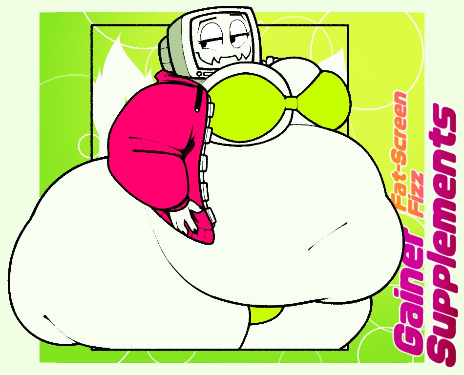 anthro ass bbw belly big_belly big_breasts big_butt bikini breasts chip_at_night digital_media_(artwork) female for_a_head hyper_ass obese_anthro obese_female object_head overweight overweight_female pyrocynical pyrocynical_tvhead_oc screen screen_face screen_head smile solo television thick_thighs tv_head youtuber