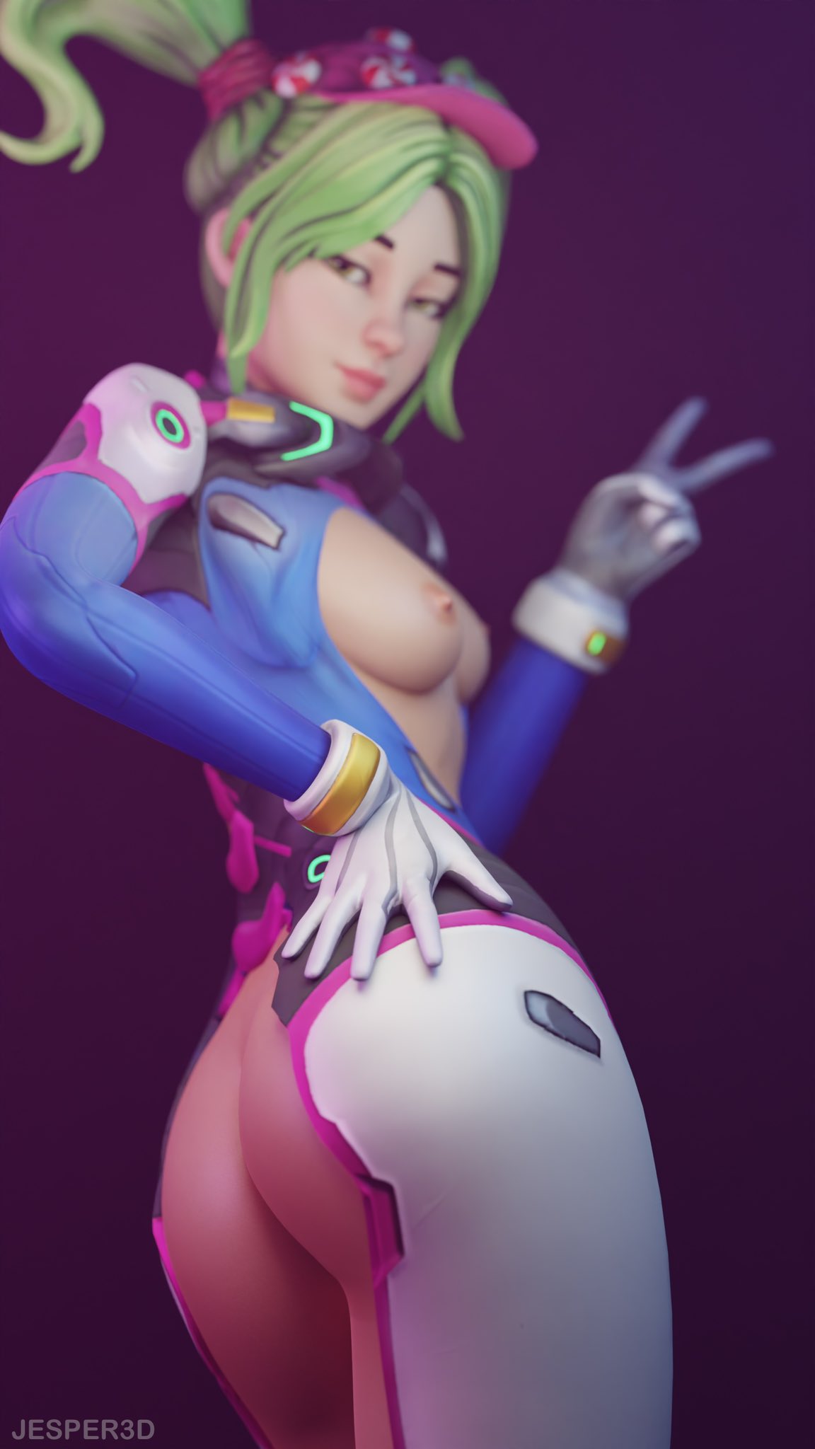 1girls 3d areolae ass blender blizzard_entertainment breasts d.va_(cosplay) earrings epic_games female female_focus female_only fortnite fortnite:_battle_royale green_eyes hand_on_ass headphones headphones_on_head headset highres jesper3d jumpsuit light-skinned_female light_skin nipples open_jumpsuit open_suit overwatch overwatch_2 petite petite_body pink_background presenting presenting_ass presenting_breasts sideboob simple_background small_breasts smile smiling solo solo_focus standing suit syperporn twintails v vagina watermark zoey_(fortnite)