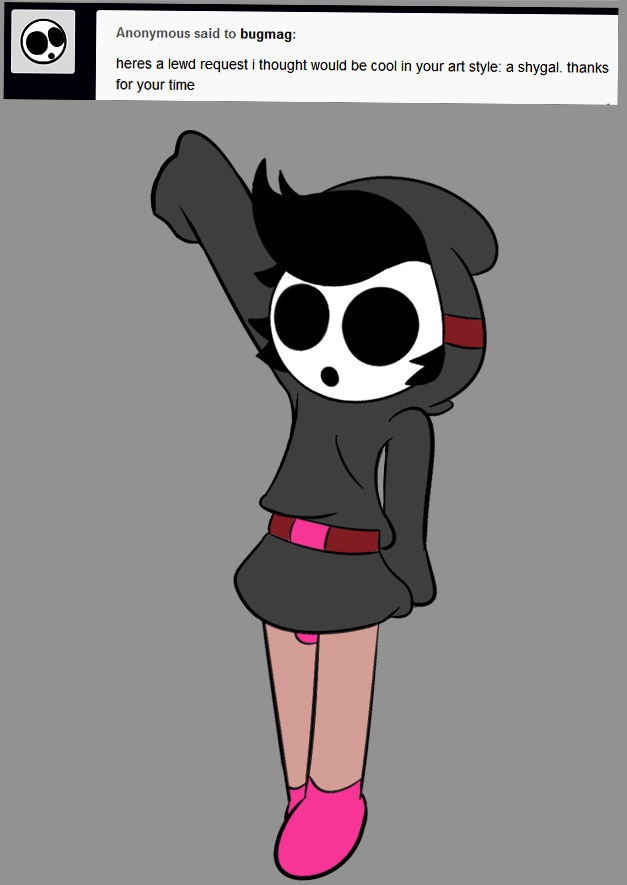 1boy black_hair bottomless bulge clothing full_body gay grey_background hoodie male male_only mario_(series) mark_m mask panties pink_panties shy_guy simple_background solo standing tagme underwear