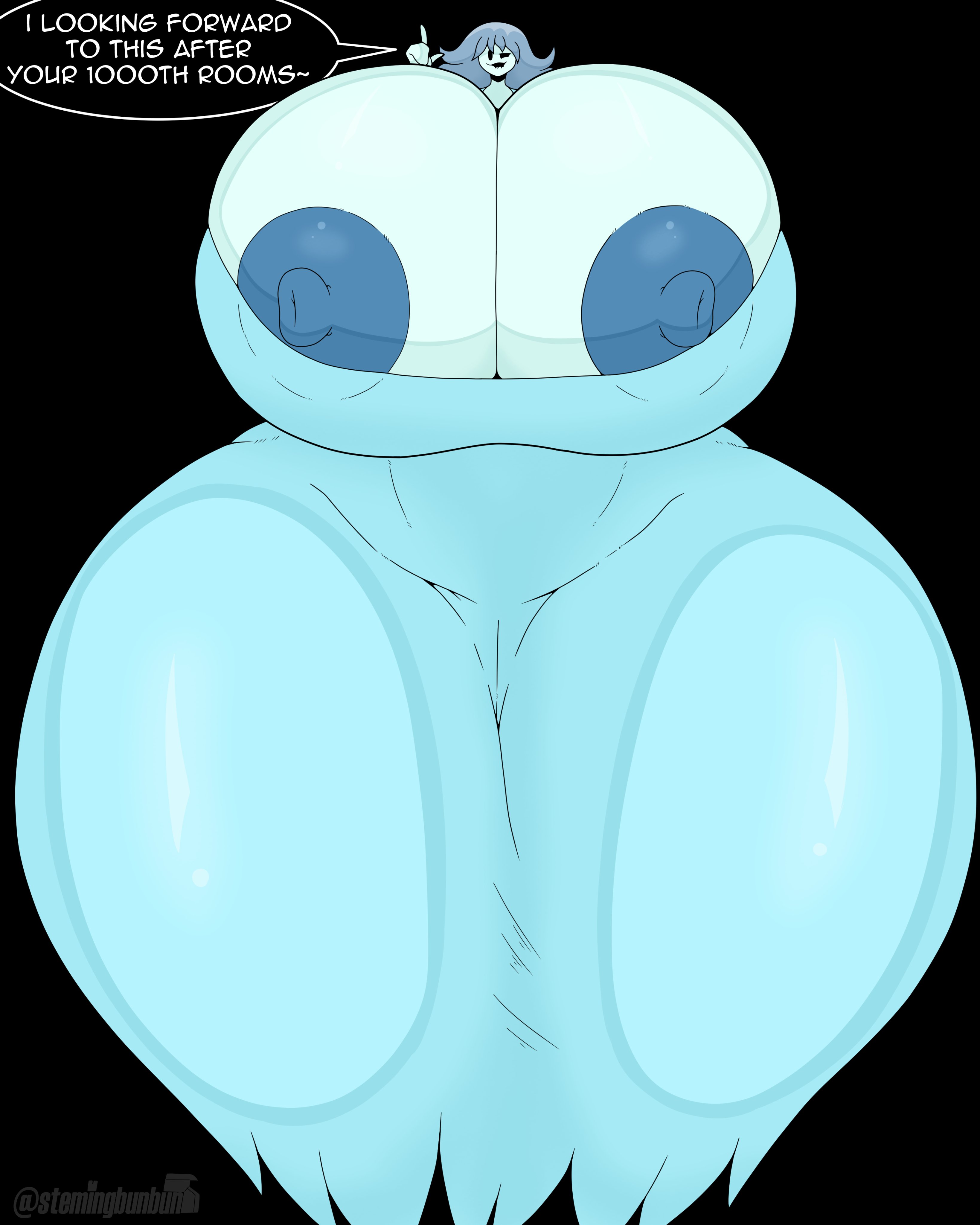 ass, ass bigger than head, big ass, big breasts, big nipples, boob window, breasts, breasts bigger than head, clothed, female, female only, ghost, ghost girl, giant female, hyper ass, hyper breasts, nipples visible through clothing, no bra, solo, spooky (shojs), spooky's house of jump scares, stemingbunbun