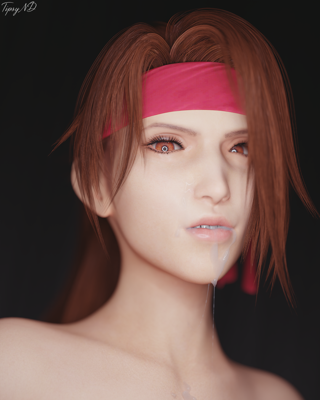 3d, cum, cum on face, cumshot, cumshot in mouth, female, final fantasy, final fantasy vii, final fantasy vii remake, jessie rasberry, mouthful, ring light, ring light reflection, spilling, tipsynd