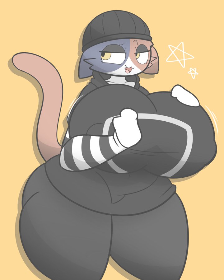 1girls, ass, beanie, big breasts, breasts, cat ears, cat tail, female, fortnite, furry, hoodie, huge ass, huge breasts, meow skulls (fortnite), nipples visible through clothing, thick thighs, tight clothing, wide hips, yoga pants