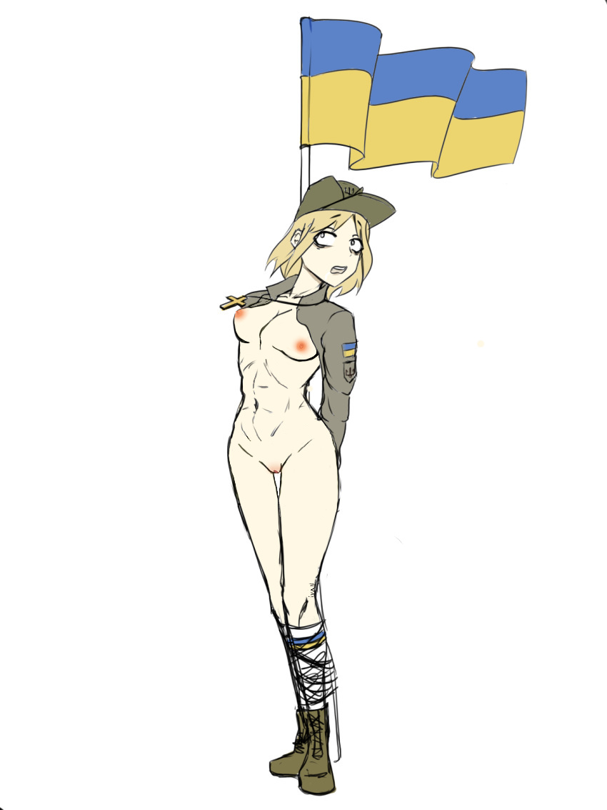 azov azov_chan boobs eastern_european full_body marichka national_personification slavic ukraine ukraine_flag ukrainian