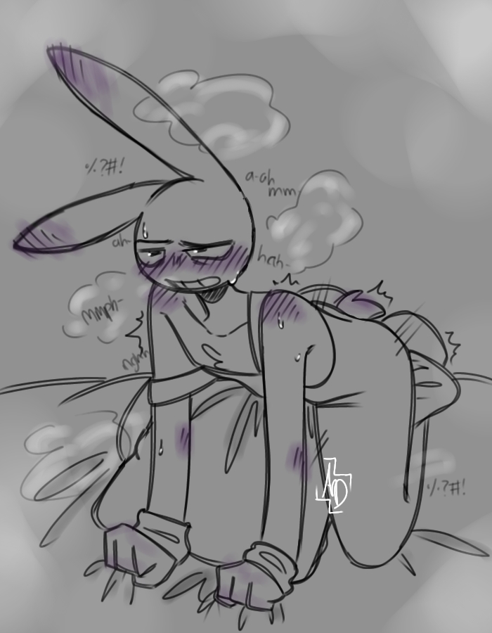 bunny boy, dry humping, glitch productions, humping, jax (the amazing digital circus), male, male only, masturbation, pillow, pillow humping, solo, sweat, the amazing digital circus