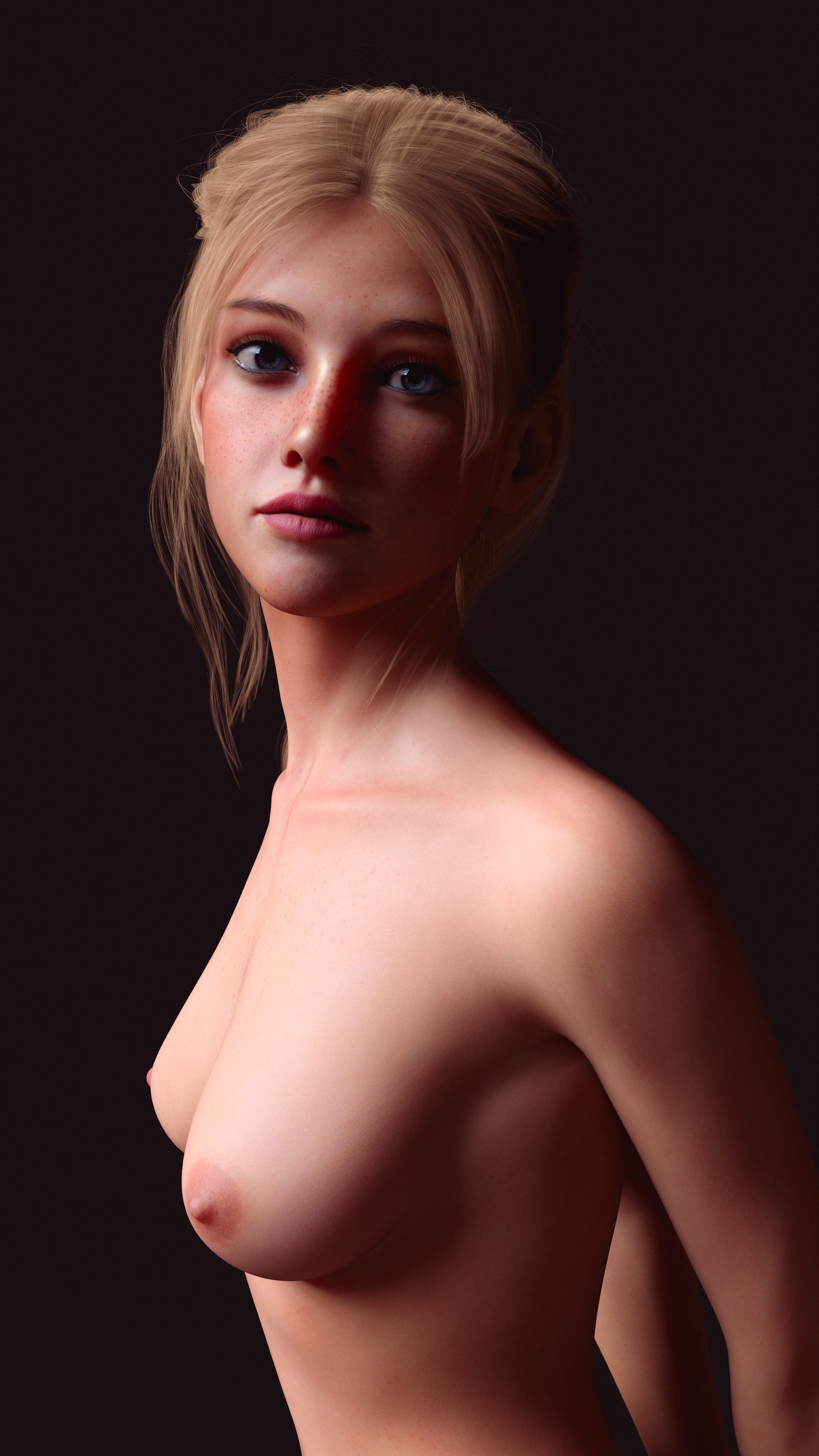 1girls, 3d, 3d model, blonde female, blonde hair, blonde-haired female, blue eyes, breasts, daz studio, daz3d, emily summers, female, female only, freckles, freckles on chest, freckles on face, naked, naked female, nude, original, original character, petite, petite body, petite female, pleasuree3dx, pose, posing, self upload, solo, solo female