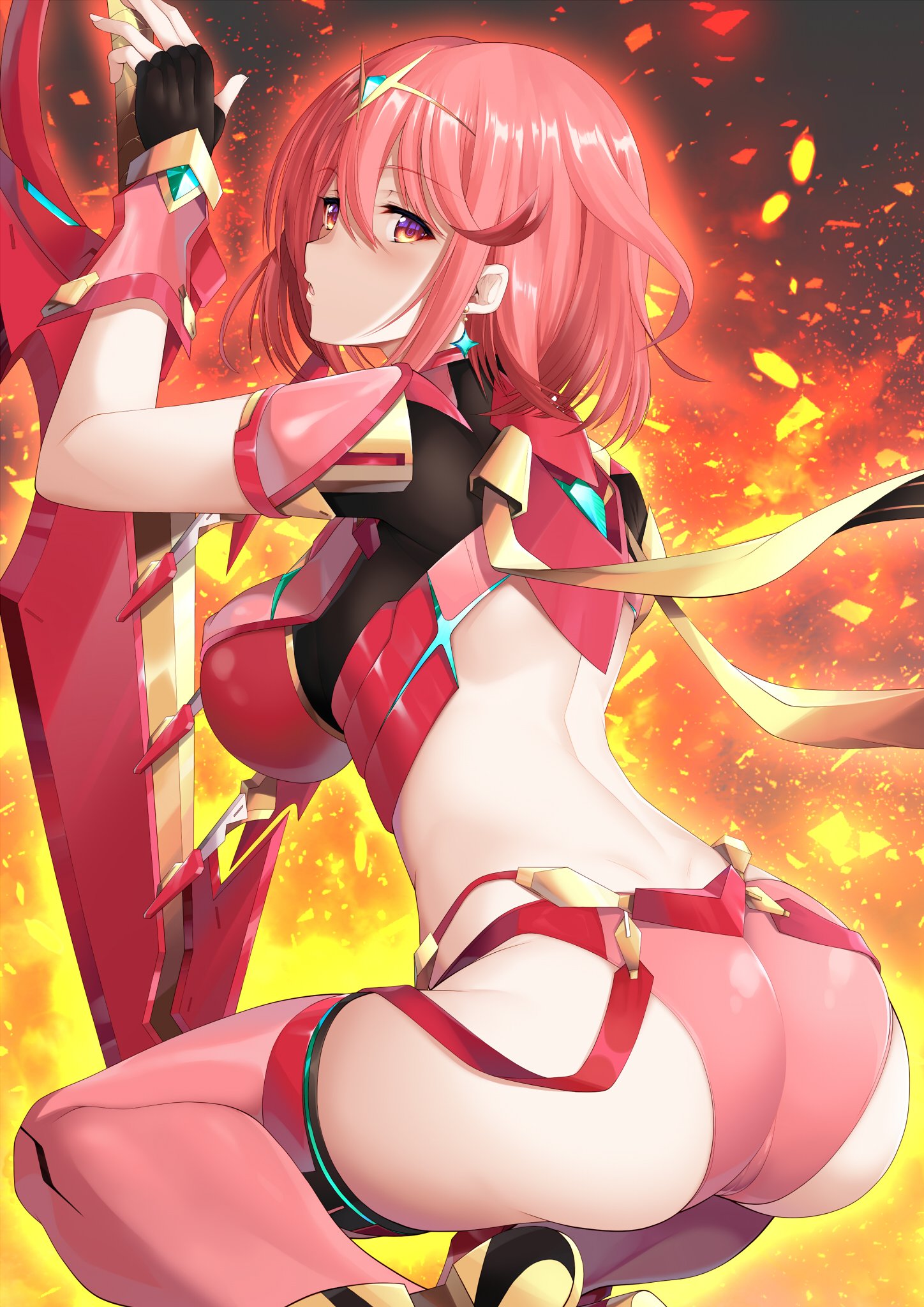 ass, breasts, female, female only, kou45210607, nintendo, pyra, sideboob, solo, tagme, xenoblade (series), xenoblade chronicles 2