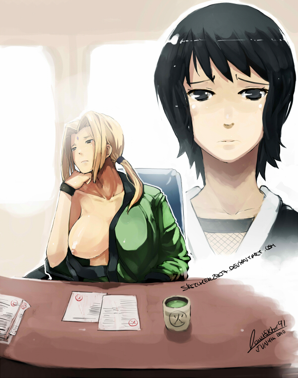 2girls faustsketcher female female_only haori multiple_girls naruto shizune sketcher2007 tsunade