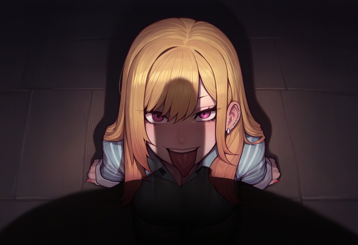 1boy, 1girls, ahe gao, ai generated, female, kitagawa marin, male, mommy, netorare, penis, penis awe, penis shadow, sono bisque doll wa koi wo suru, wanuze