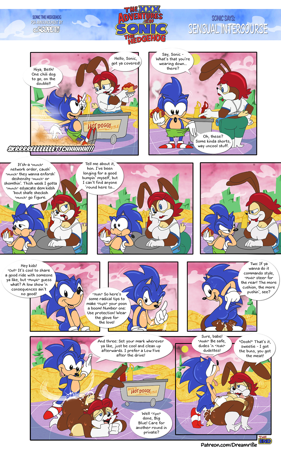 1boy 1girls 4th_wall_breaking adventures_of_sonic_the_hedgehog american_sonic anal anthro aosth ass boobs breasts butt comic cum cum_in_pussy cum_inside dialogue dreamrifle escopeto female funny huge_ass looking_at_viewer male naughty_face oc penetration penis penis_in_pussy pussy rabbit rabbit_ears rabbit_girl rabbit_humanoid sex short shorts smile sonic_(series) sonic_the_hedgehog spanking spanking_ass spanking_butt talking_to_viewer tits vaginal_penetration