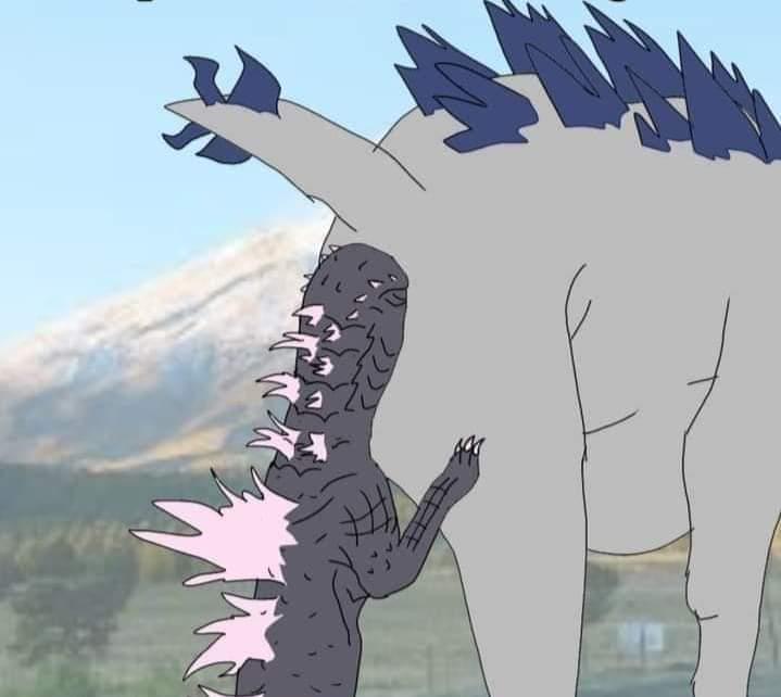 anthro cunnilingus female godzilla godzilla_(series) godzilla_x_kong:_the_new_empire lizard meme monsterverse naked nude oral raised_tail reptile scalie sex shimo_(kaiju) shitpost spikes tail unknown_artist vaginal_penetration what