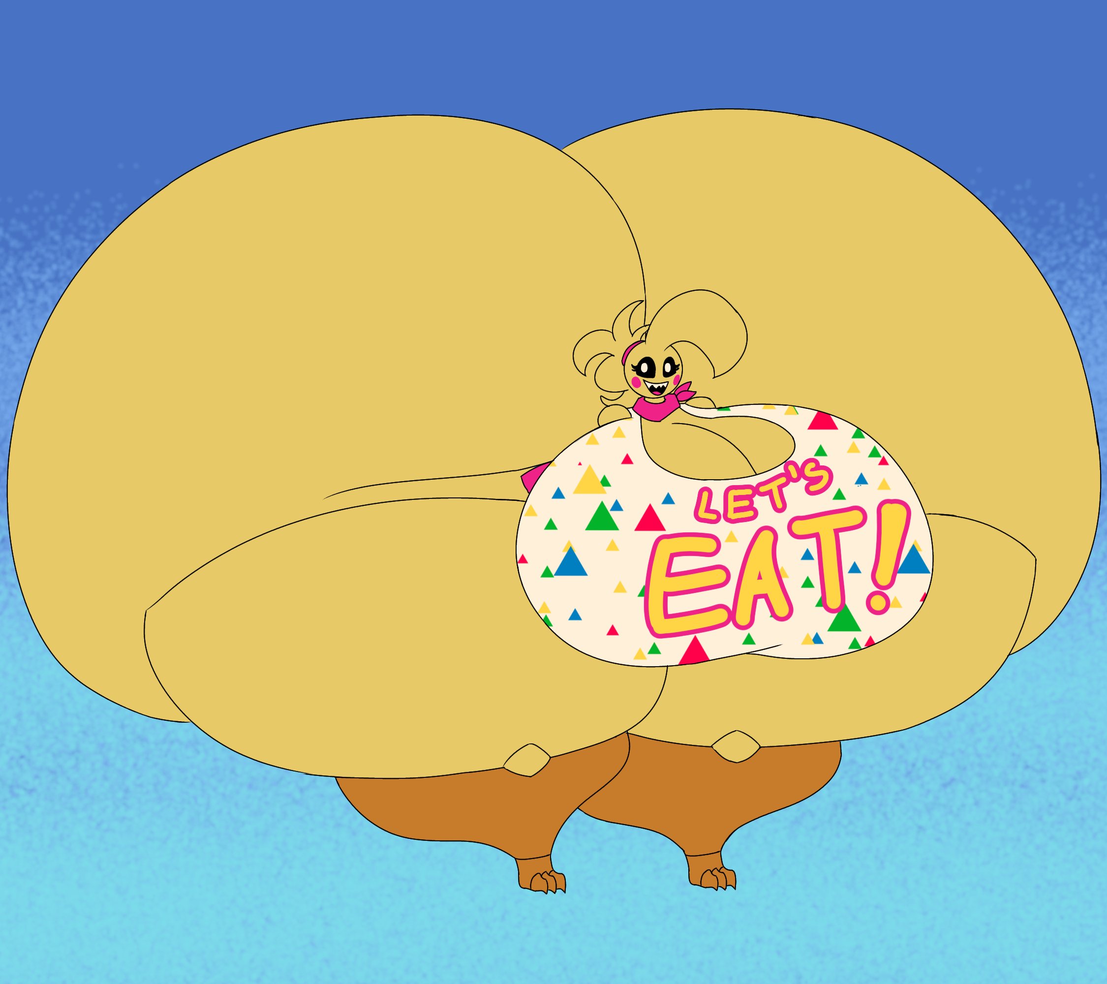 animatronic, anthro, ass, avian, big ass, big breasts, breasts, bubble ass, bubble butt, chicken, cleavage, colossal ass, enormous ass, female, female focus, female only, five nights at freddy's, gigantic ass, huge ass, huge breasts, huge thighs, huge toy chica, hyper, hyper ass, hyper breasts, large ass, large breasts, looking at viewer, massive ass, meat wall (body type), sharp teeth, solo, thick thighs, thunder thighs, toy chica (fnaf), user3345, voluptuous, wide hips