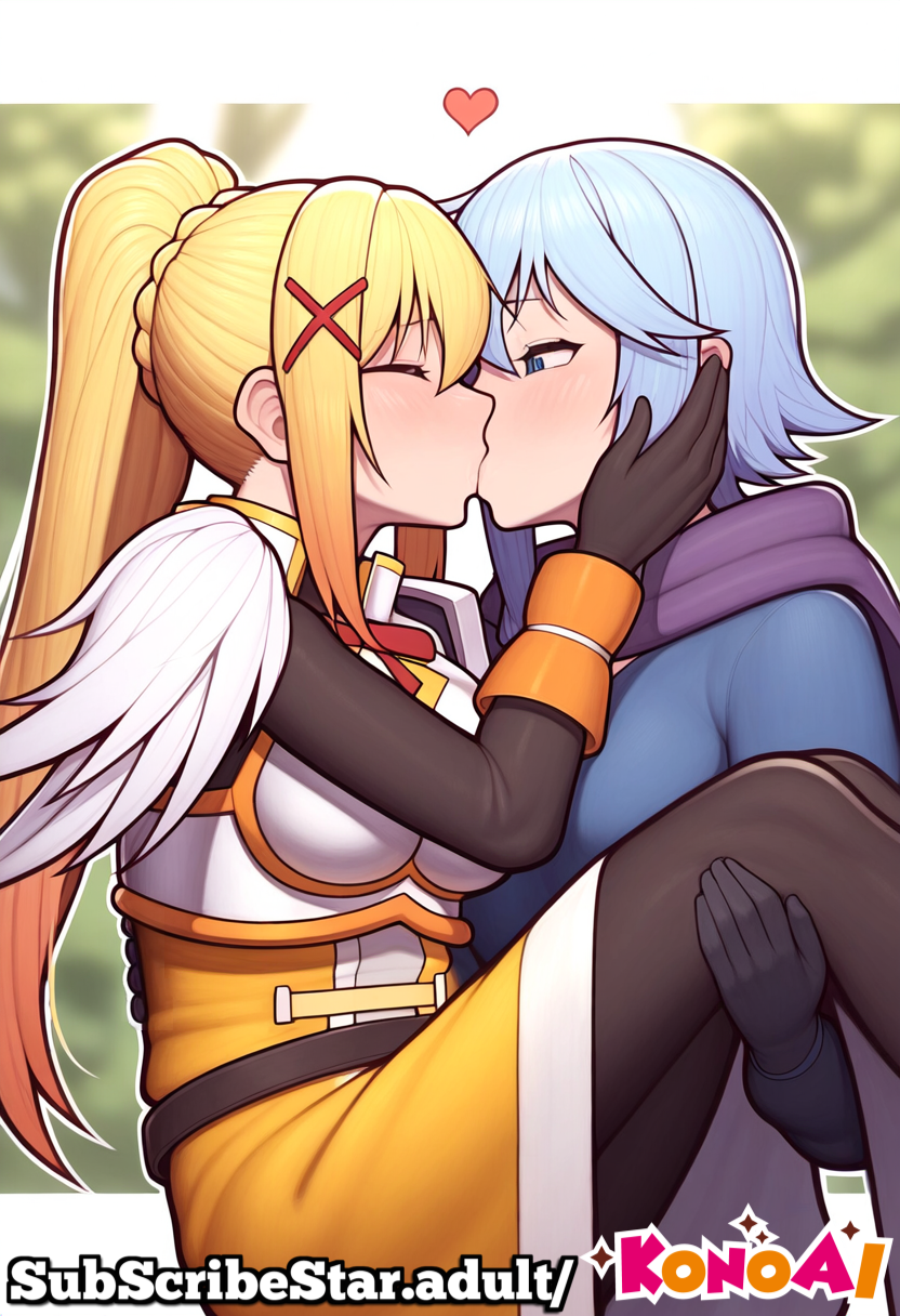 2girls ai_generated chris_(konosuba) darkness_(konosuba) female female/female female_focus female_on_female female_only girl_on_girl girls girls_only kissing kono_subarashii_sekai_ni_shukufuku_wo! konoai lesbian lesbian_kiss only_female tagme yuri