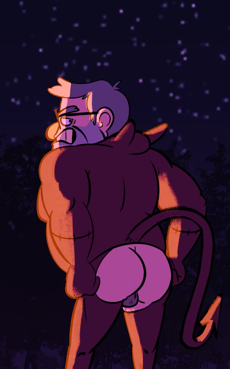 artist_request ass bara devil_costume disney glasses gravity_falls grunkle_stan halloween halloween_costume hood_down looking_back male_only solo solo_male stanley_pines tagme thick_ass