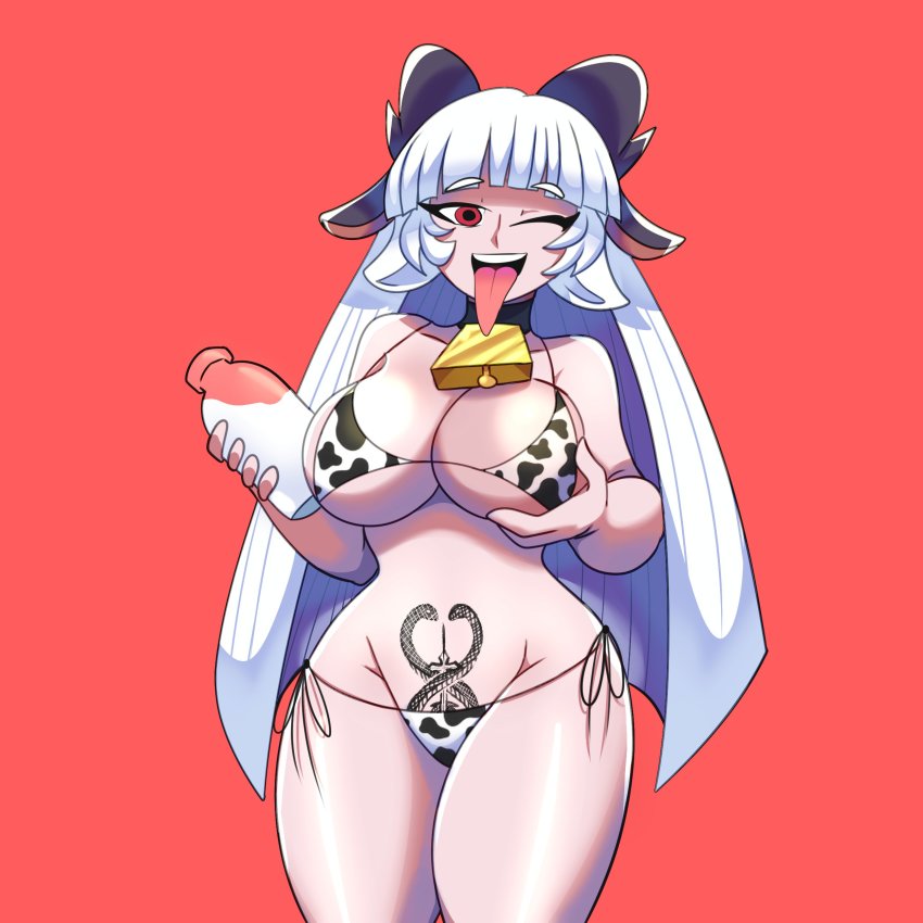 baphomet (grizz), cow girl, demon, demon girl, female, goat girl, helltaker, milk