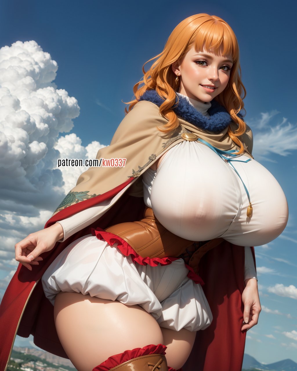 1girls, ai generated, big breasts, black clover, breasts, busty, curvy, female, female only, kw0337, mimosa vermillion, orange hair, voluptuous