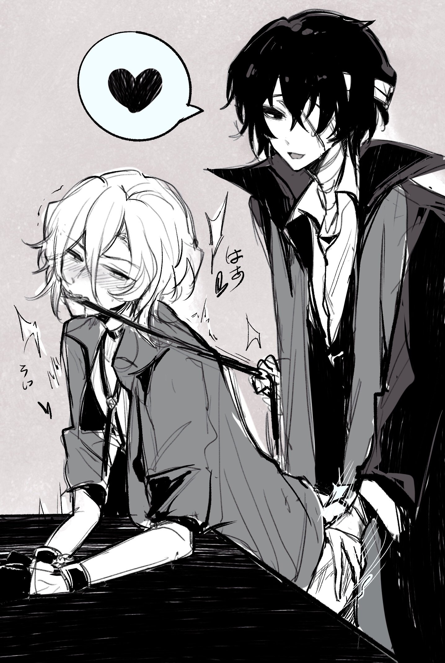 anal, anal sex, artist request, bishonen, bungo stray dogs, chuuya nakahara, dazai osamu, gagged, grabbing ass, handcuffs, male, male only, no visible genitalia, restrained arms, skinny, yaoi