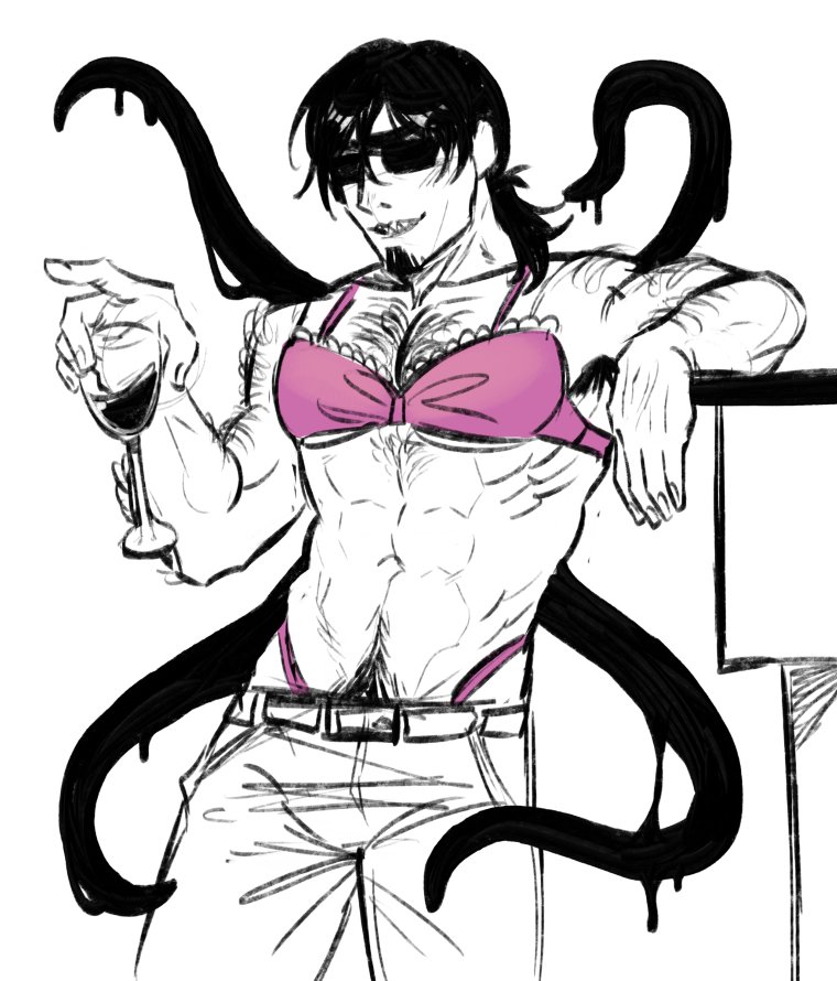 akioralex boyfriend_to_death buff crossdressing feminization hairy_chest happy_trail lingerie lucien_rire male_only muscular_male pink_bra pink_panties skimpy_clothes tentacle uncensored